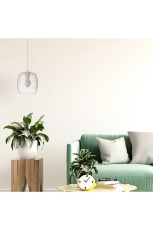 Eva Lighting Moderne Glas-Pendelleuchte, Cracking-Muster, transparenter Einzel-Kronleuchter, 18 x 18 x 20 cm, Krea ç. transparent - Vogue