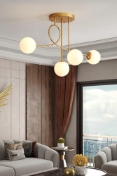 Eva Modern Eskitme Kasa Beyaz Camlı Dörtlü Avize EYS-OA-001 - EYS Aydınlatma