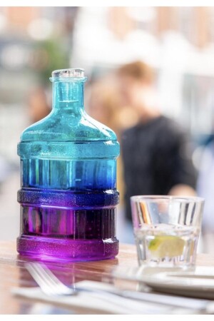 Eva Modern Water Bottle with Glass Lid, Corner Glass Carboy, Jug 1. 7 liters - Vivid