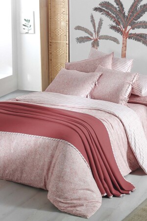 Eva Riva Red Double 100% Cotton Duvet Cover Set with Duvet Cover SAREV. 3179660001 - Sarev