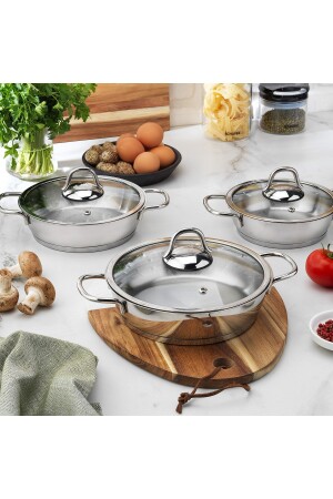 Eva Steel Pan Set-6 Pieces. -inox 1S1601-13003-INX01 - Schafer