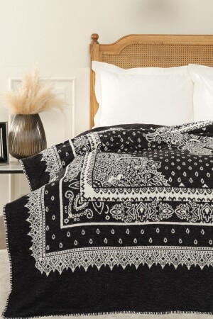 Evelina Black Double Cotton Blanket 200. 20. 01. 0705 - Karaca Home