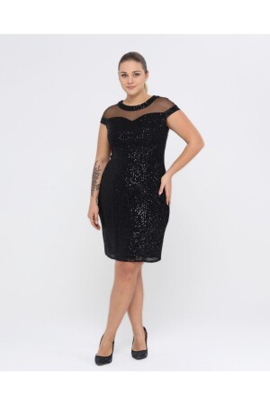 Evening Dress Plus Size Stripe Detailed Zara Sequin Evening Dress - Asees