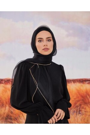 Evening Dress Shawl with Stone Edge Black - Armanda