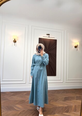 Everyday Shirt Dress - Ice Blue - Duendeca