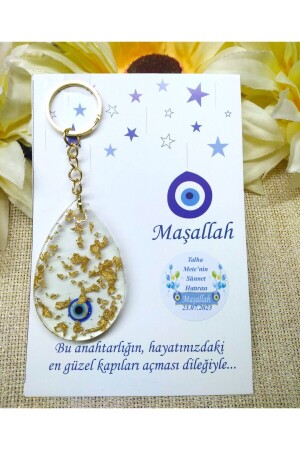 Evil Eye Bead Motif Drop Epoxy Keychain Circumcision Candy Gift (30 Pieces) Murat OrnamentNazarliEpoxy Keychain30 - Murat Süs
