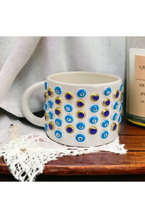 Evil Eye Bead Patterned Handmade Coffee Cup Evil Eye ful - sim atölye
