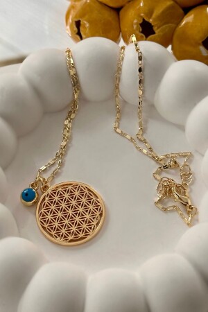 Evil Eye Detailed Flower of Life Necklace - Trendy Butik