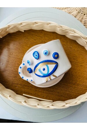 Evil Eye handgemachte handbemalte Keramiktasse 002 - Banuart