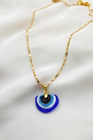 Evil Eye Rainbow Handmade Murano Glass Chain Necklace Blue - Petek Aksesuar