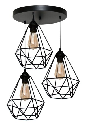 Evşen 3-Piece Room Living Room Entrance Chandelier Matte-black EVŞEN 3-Piece Chandelier Antiqued - White West inn House