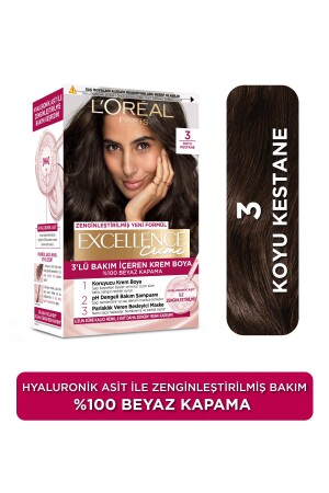 Excellence Creme Hair Dye 3 Dark Chestnut - L'oreal Paris