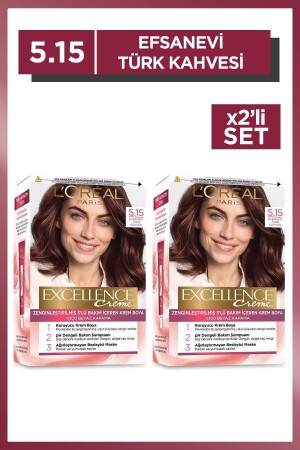 Excellence Creme Hair Dye 5. 15 Legendary Turkish Coffee Set of 2 PKTTURKKHVESSCBYS - L'Oreal Paris