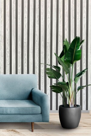 Exclusıve 7620 Lambri Panel Siyah Beyaz Ahşap Duvar Çıtası Desenli Duvar Kağıdı 5-30 M² - Bien Duvar Kağıtları