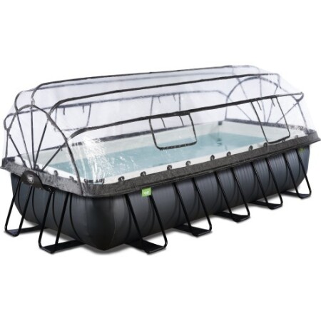 EXIT Black Leather pool 540x250x100cm with sand filter pump and dome - black - Exit