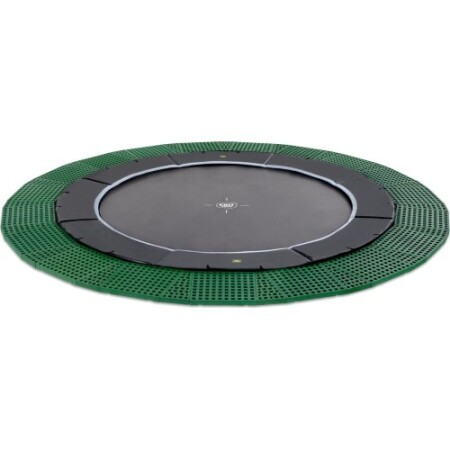 EXIT Dynamic ground level trampoline ø366cm with Freezone safety tiles - black - Exit
