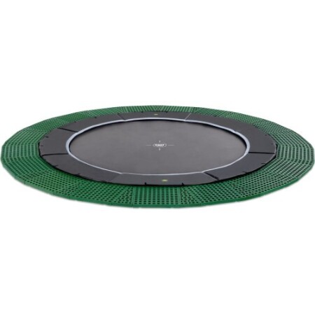EXIT Dynamic ground level trampoline ø427cm with Freezone safety tiles - black - Exit