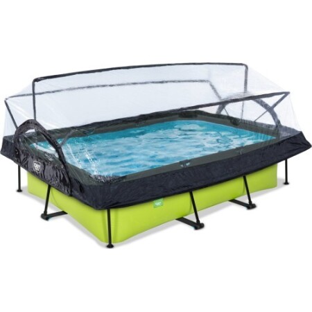 EXIT Lime swimming pool 300x200x65cm with roof and pump with filter - green - Exit