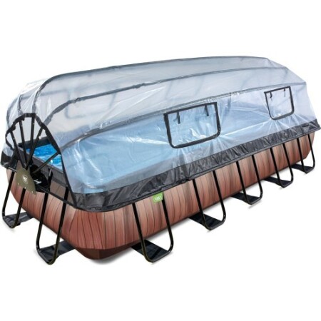 EXIT Wood swimming pool 540x250x100cm with roof, ladder and sand filter - Exit