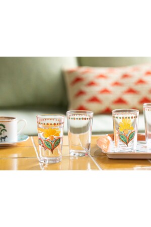 Exotic Flower Glass Set of 6 Coffee Glasses 110 ml Pink - Orange - English Home