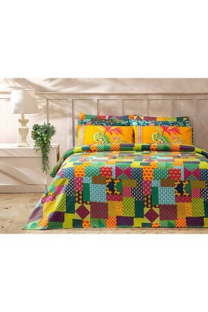 Exotischer Patchwork-bedruckter Einzelbettbezug 150 x 220 cm dunkelgrün 10038644 - English Home