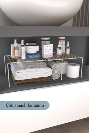 Expandable Shelf Adjustable Cabinet Organizer Kitchen Organizer Bathroom Organizer BEIGE - Moniev