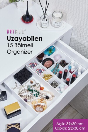 Extendable Adjustable 15 Compartment Drawer Organizer White Color - Grimor Life