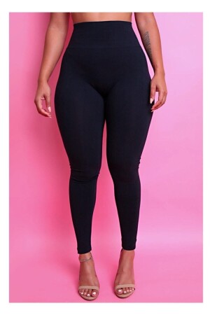 Extra High Waist Wide Waistband Enhancing Firming Black Steel Leggings - Fit & Fit Tayt