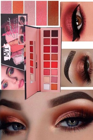 Eye Coloring 16-Piece Stylish Retro Pattern Colored Eyeshadow Palette Set Stylish Pro Red & Pink Tones be44c - Utelips