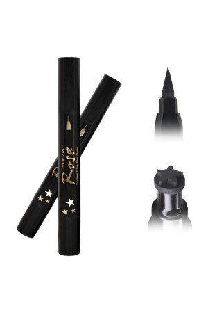 Eyeliner mit Bleistift auf der einen Seite und Sternenmuster auf der anderen Seite - İki Yıldız