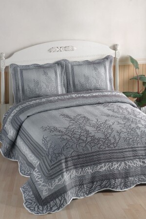 Eylül Gray Double Quilted Bedspread - Örtüm