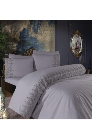Fabella Gray Double Duvet Cover Set CBFBL - Çeyiz Bahçesi
