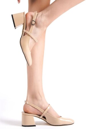 „FABRI“ Zehn Lackleder – 5 cm dicker Absatz, breite Zehen-High-Heels-Schuhe - Ayakkabı Podyumum