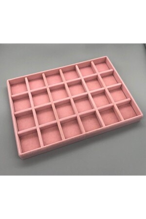 Fabric Covered on Local MDF Oval Cornered Suede Pink 24 Compartment Jewelry Table 543741766 - Aydın Decor
