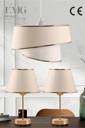 Fabric Magnolia Modern Single Chandelier and 2 Lampshade Set - Emg Design