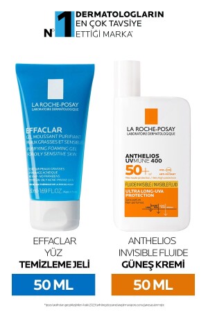 Face Care Set - Anthelis Uvmune Fluid Facial Sunscreen & Effaclar Face Washing Gel 50ml 8690595100401 - La Roche Posay