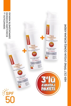 Face Protection Sunscreen Spf50 50ml 3-Piece Advantage Pack 86977960001583 - Dermoskin