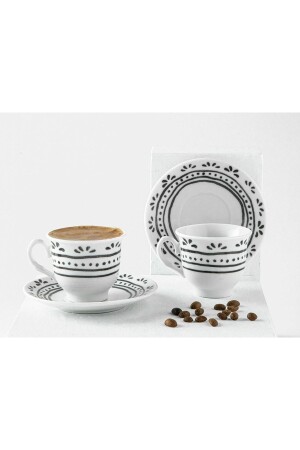 Fain 4-teiliges Kaffeetassen-Set aus Porzellan für 2 Personen, 80 m, Schwarz, 10035827 - English Home