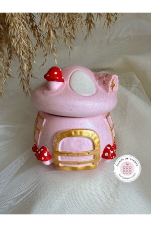 Fairy House Themed Rose Scented Concrete Mushroom Candle Holder - Lıghts Of Candle Handmade & 2020