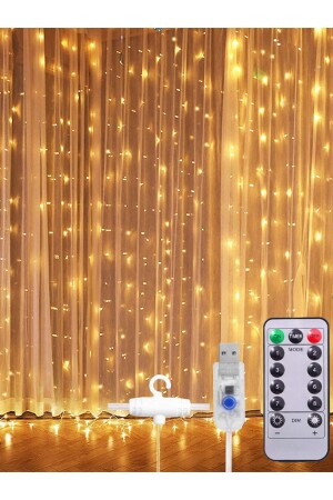 Fairy Wire LED Curtain 2x2 Meters, Remote Control, USB, 8 Animations, 10 Fringes, 200 LEDs PG0461 - Patladı Gitti
