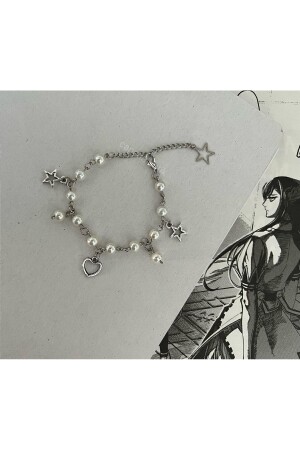 Fairycore Y2K Charm Bracelet with Pearls and Stars Heart - Capella