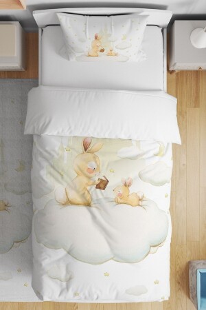 Fairytale Land Rabbits Patterned Single Baby Kids Bedding Set evnev00134 - Evpanya