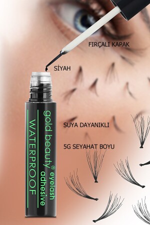 Falscher Wimpernkleber mit Pinsel 5 g & wasserfester schwarzer Wimpernkleber - Gold Beauty