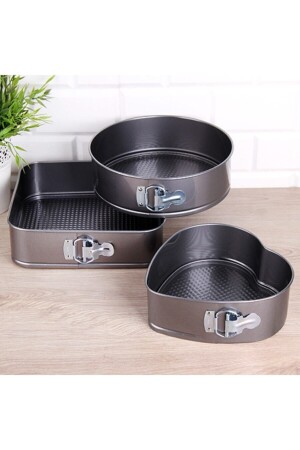 Fame Kitchen 3-teiliges geklemmtes, feuerfestes, antihaftbeschichtetes Teflon-Kuchenform-Set, Nr. 68 198106 - Fame Kıtchen