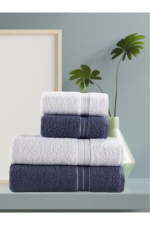 Familien-Badetuch-Set, 4-teilig, 50 x 90 x 90 x 140 cm, 100 % Baumwolle, Blau20 - Şelale