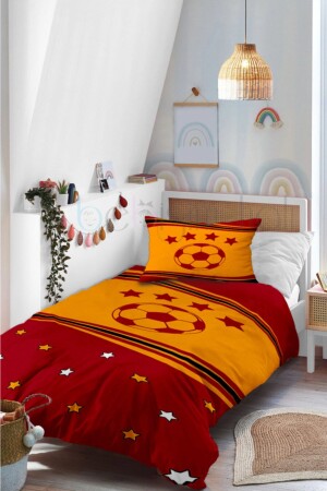 Fan Yellow Red Star Ball Patterned Single Baby Kids Bedding Set Bİ183-N - Genel Markalar