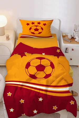 Fan Yellow Red Star Ball Patterned Single Baby Kids Bedding Set Bİ188-N - Bebişim Halı