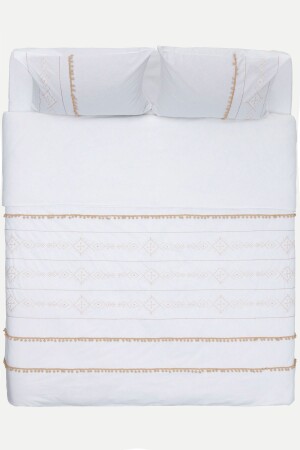 Farayla Ethnic Patterned Dark Beige 100% Cotton Double Duvet Cover Set 200x220 7511a KH-7511A - Koza Home
