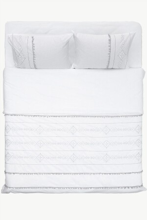 Farayla Ethnic Patterned Gray 100% Cotton Double Duvet Cover Set 200x220 7512a KH-7511A - Koza Home