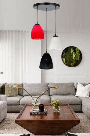 Farel Modern Colored Glass Triple Pendant Lamp Chandelier MIXFAREL3LU - Uçar